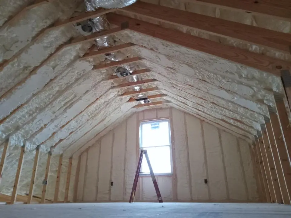Spray foam roofing application for Crawl Space Insulation project in Brownfields